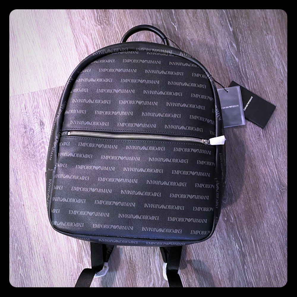 NWT Classy Black EMPORIO ARMANI Logo Backpack🖤